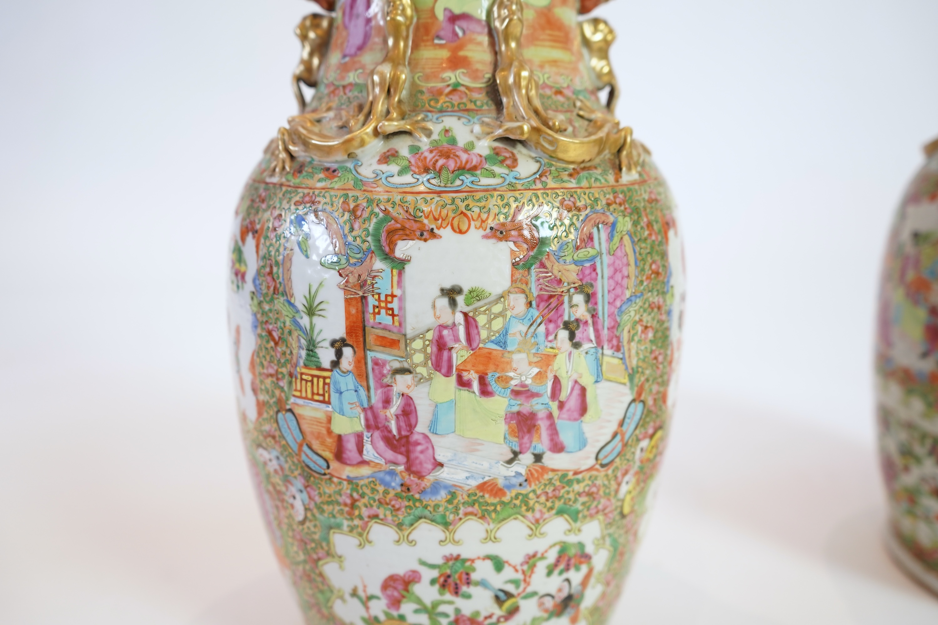 A pair of large Chinese famille rose vases, 19th century
